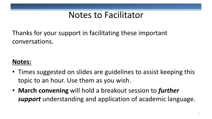 notes to facilitator n.w