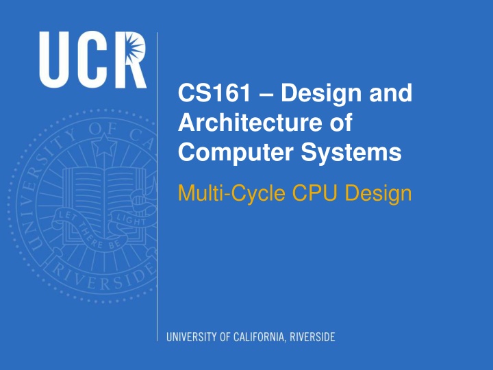 cs161 design and architecture of computer systems n.w