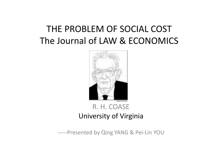 the problem of social cost the journal n.w