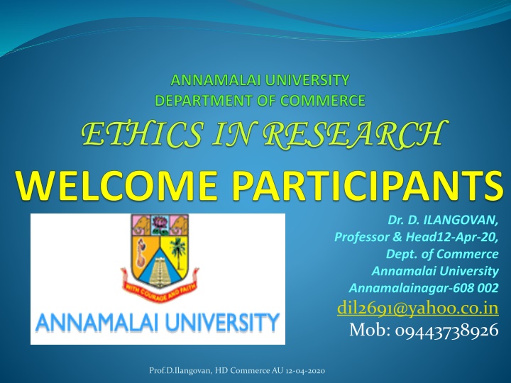 dr d ilangovan professor head12 apr 20 dept n.w