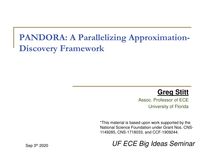 pandora a parallelizing approximation discovery n.w