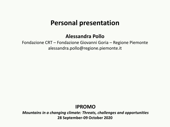 personal presentation n.w