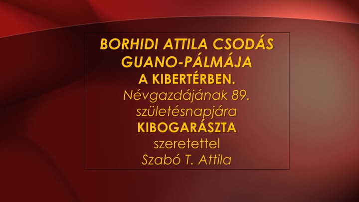 borhidi attila csod s guano p lm ja a kibert rben n.w