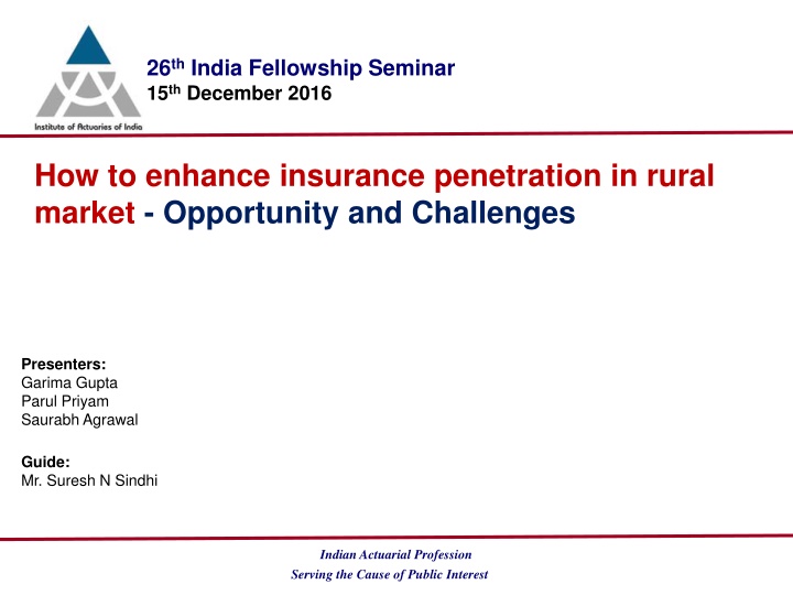26 th india fellowship seminar 15 th december 2016 n.w