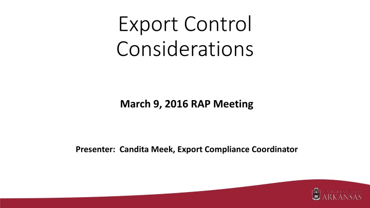 export control considerations n.w