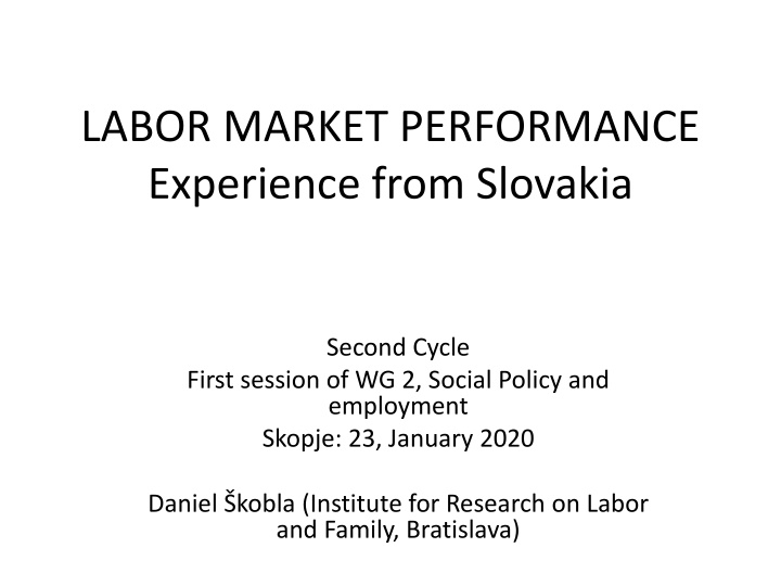 labor market performance experience from slovakia n.w