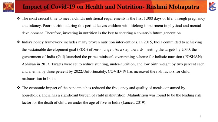 impact of covid 19 on health and nutrition rashmi n.w