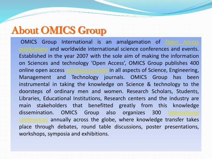 about omics group about omics group n.w