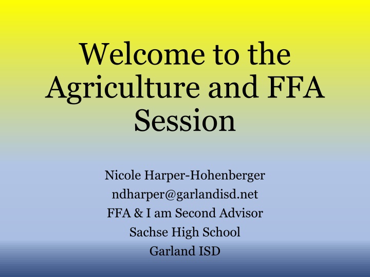 welcome to the agriculture and ffa session n.w