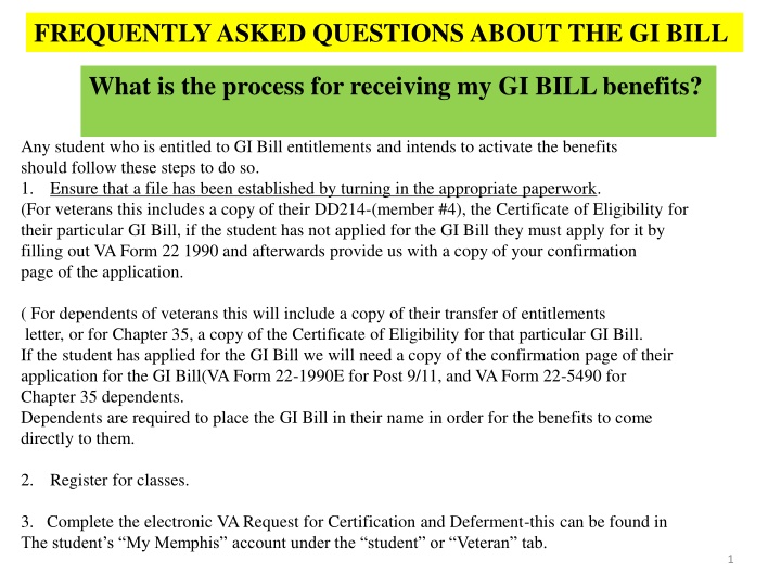 frequently asked questions about the gi bill n.w