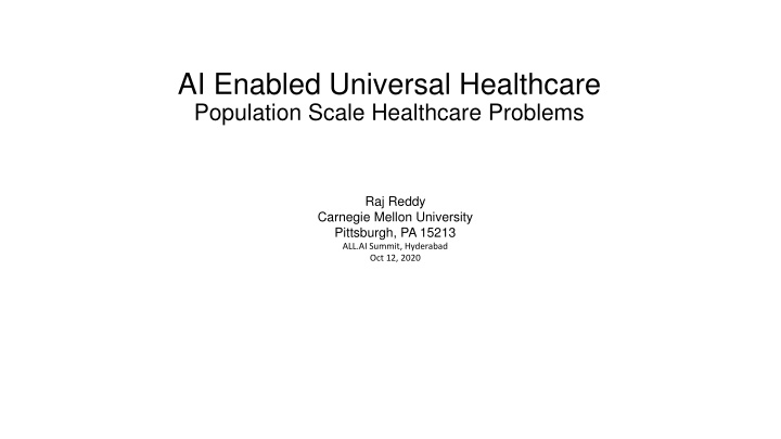 ai enabled universal healthcare population scale n.w