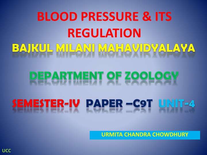 blood pressure its regulation n.w
