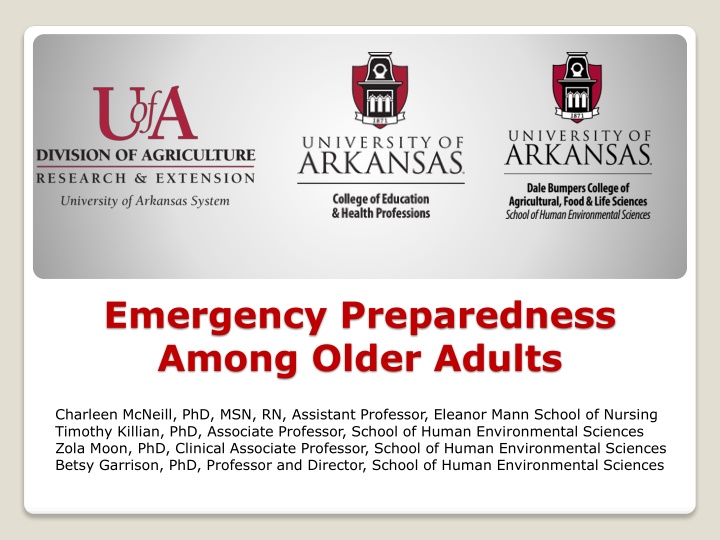 emergency preparedness among older adults n.w