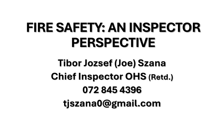 fire safety an inspector perspective n.w