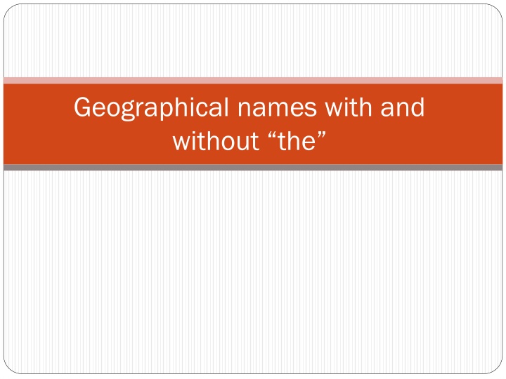 geographical names with and without the n.w