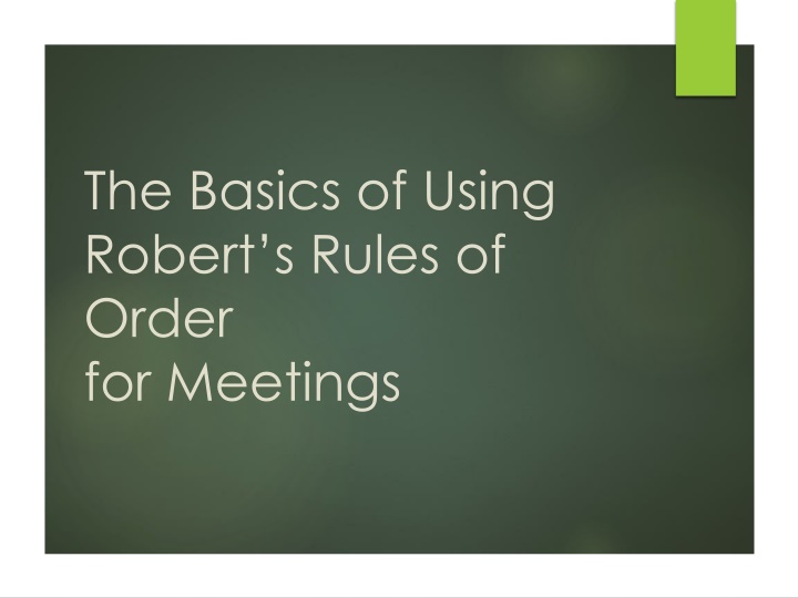 the basics of using robert s rules of order n.w