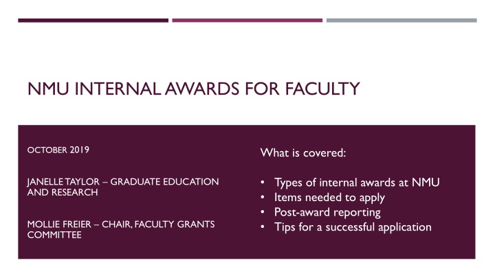 nmu internal awards for faculty n.w