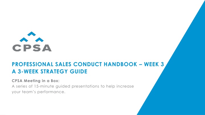 professional sales conduct handbook week n.w
