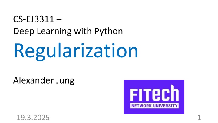 cs ej3311 deep learning with python regularization n.w