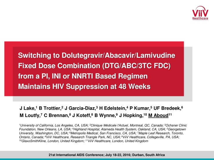 switching to dolutegravir abacavir lamivudine n.w