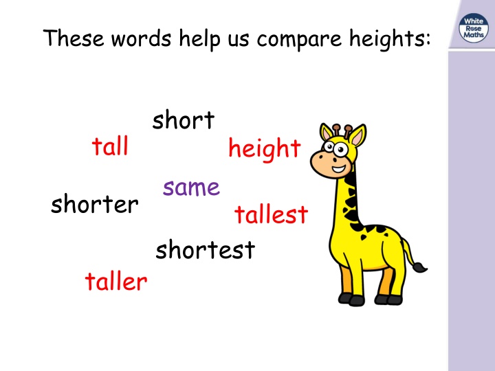 these words help us compare heights n.w