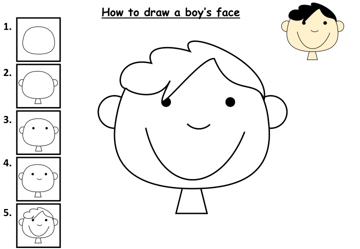 how to draw a boy s face n.w