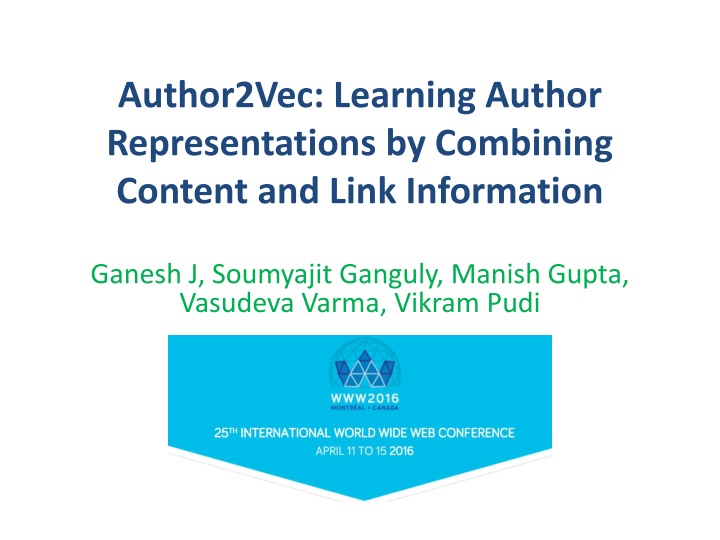 author2vec learning author representations n.w