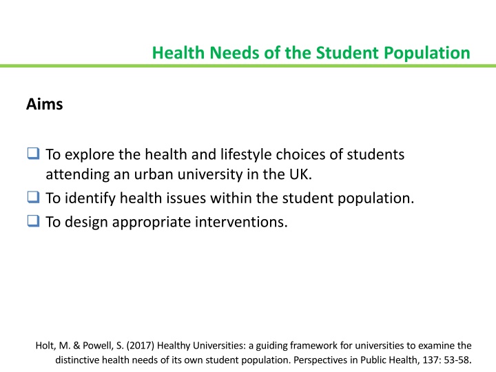 health needs of the student population n.w