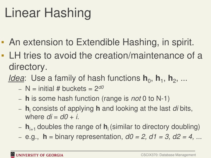 linear hashing n.w