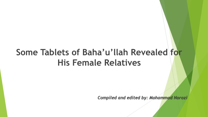 some tablets of baha u llah revealed n.w