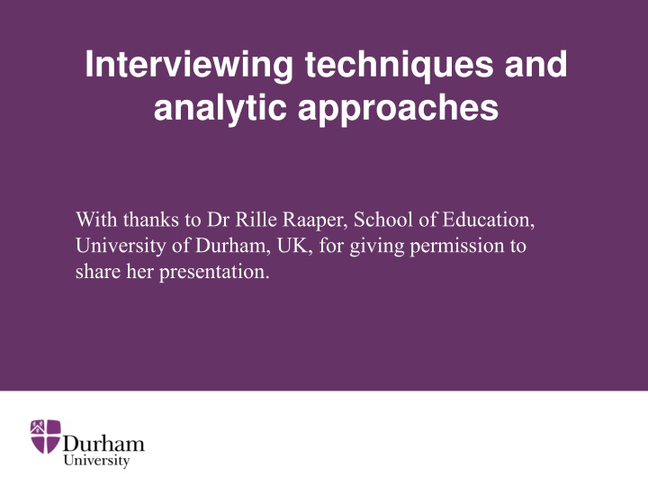 interviewing techniques and analytic approaches n.w