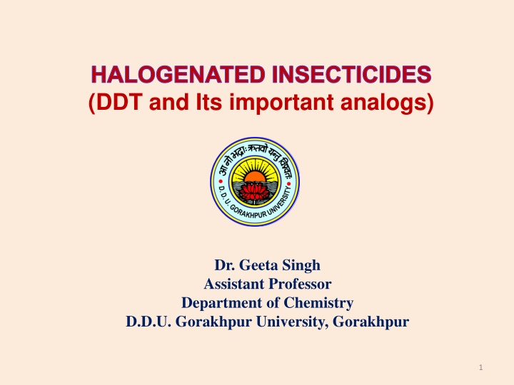 halogenated insecticides ddt and its important n.w