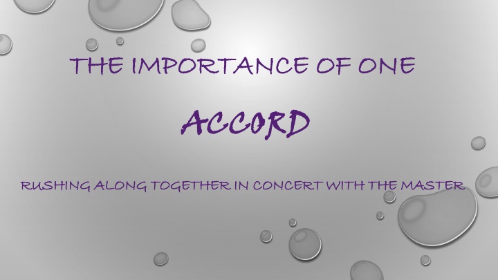 the importance of one the importance of one n.w
