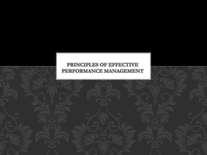 principles of effective performance management n.w