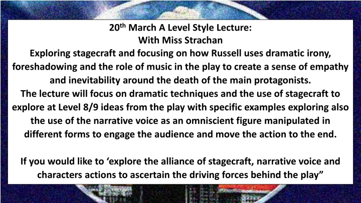 20 th march a level style lecture with miss n.w
