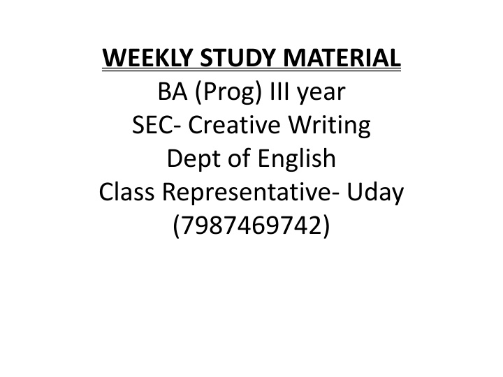 weekly study material ba prog iii year n.w