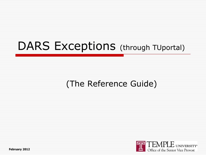 dars exceptions through tuportal n.w