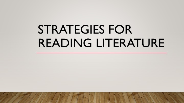 strategies for reading literature n.w