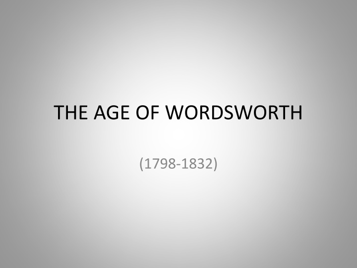 the age of wordsworth n.w