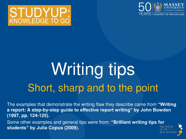 writing tips short sharp and to the point n.w
