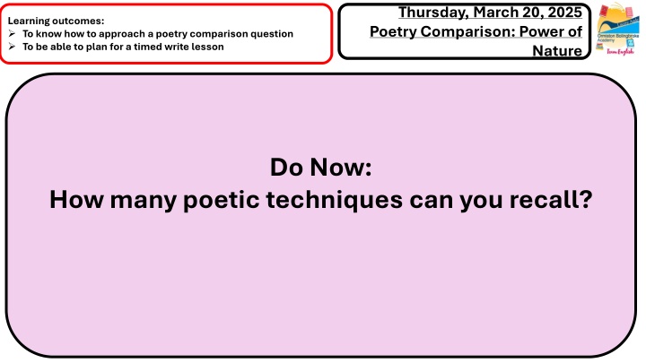 thursday march 20 2025 poetry comparison power of n.w