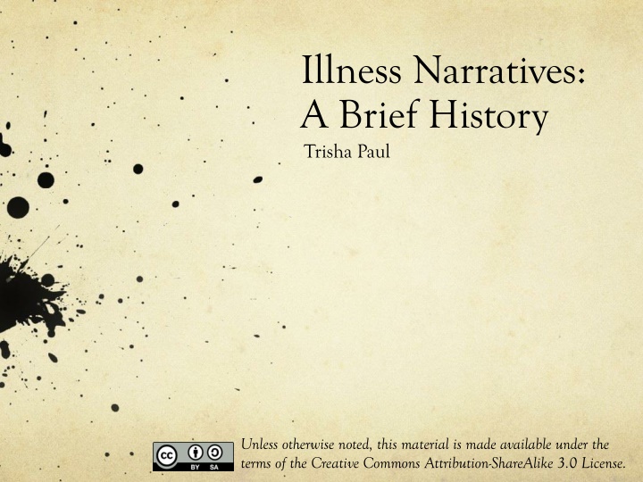 illness narratives a brief history trisha paul n.w
