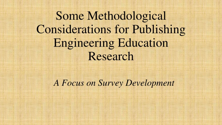 some methodological considerations for publishing n.w