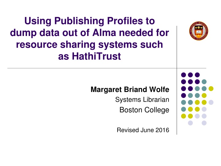 using publishing profiles to dump data n.w