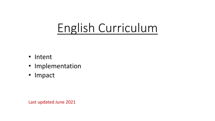 english curriculum n.w
