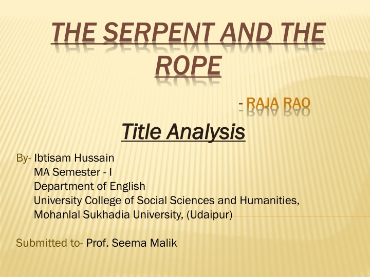 the serpent and the rope n.w