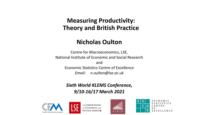 measuring productivity theory and british practice n.w