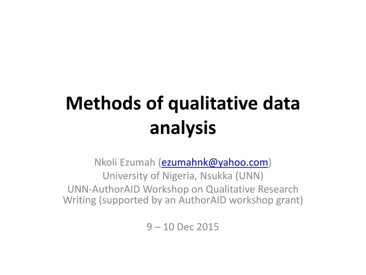 methods of qualitative data analysis n.w