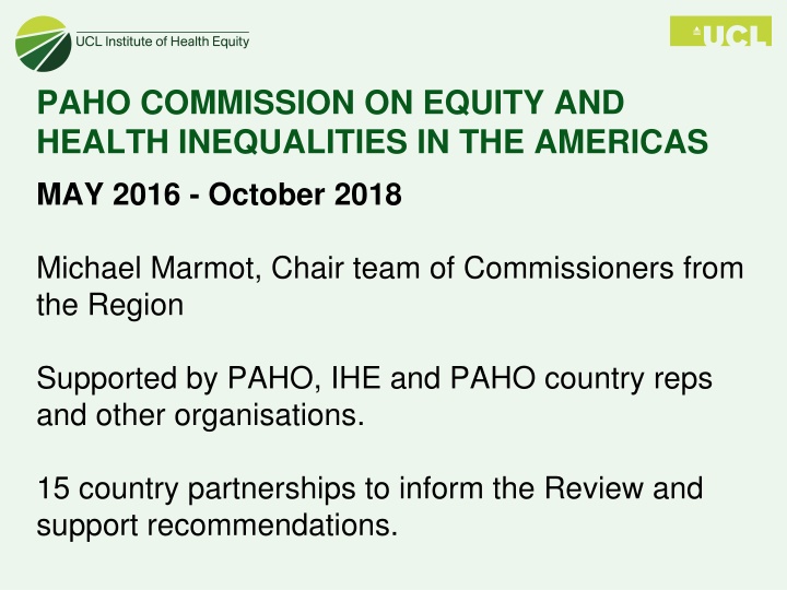 paho commission on equity and health inequalities n.w