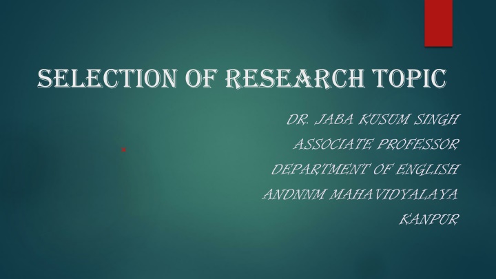 selection of research topic n.w